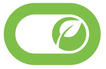 Logo der make it GmbH, ein grünes Blatt auf einer Schaltfläche