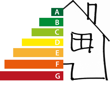 Haus mit verschiedenen Energieeffizienzstufen